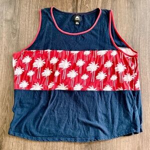 Winston Men's Big & Tall Palm Tree Print Tank Top - Blue/Red - Size 3XL
